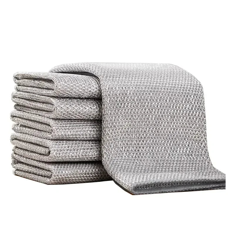 10Pcs Double Sided Thickened Steel Wire Cleaning Cloth