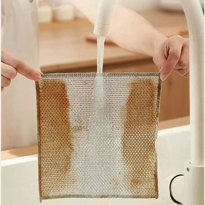 10Pcs Double Sided Thickened Steel Wire Cleaning Cloth