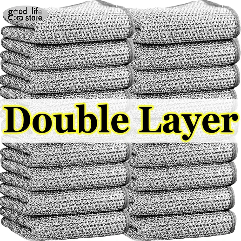 10Pcs Double Sided Thickened Steel Wire Cleaning Cloth