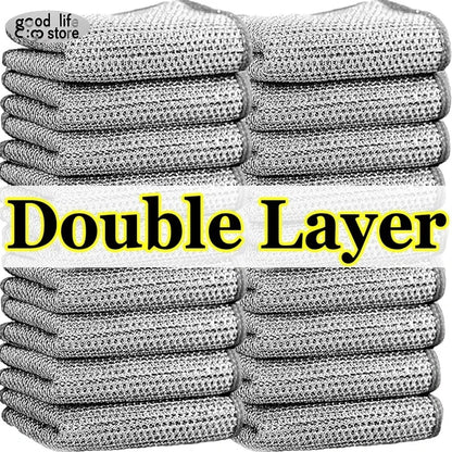 10Pcs Double Sided Thickened Steel Wire Cleaning Cloth